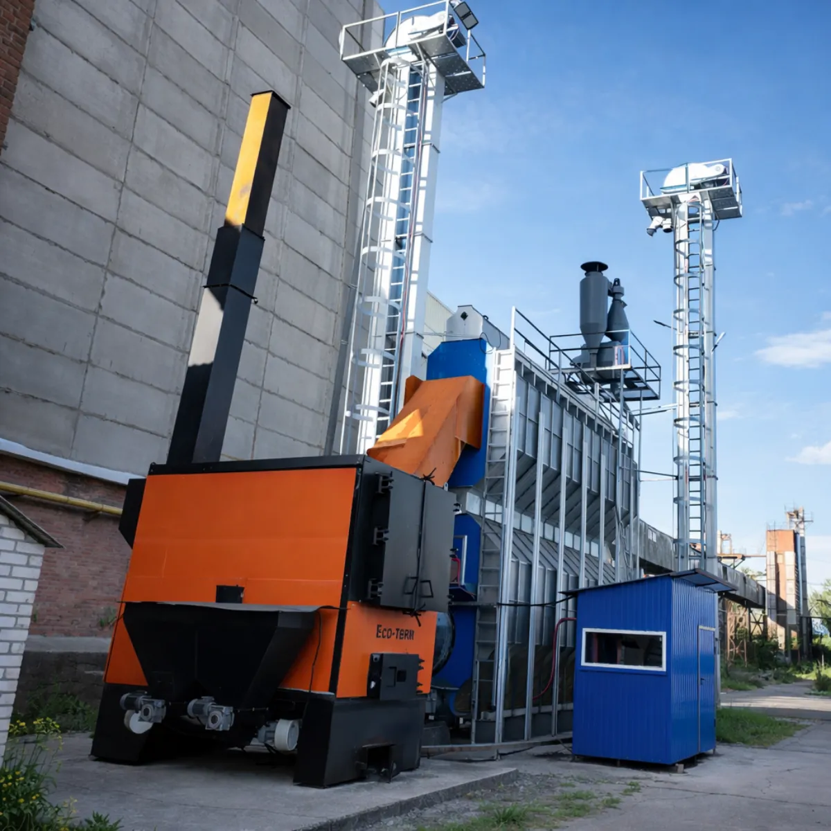 CHG-1800 heat generator beside the grain dryer at the Nizhyn site